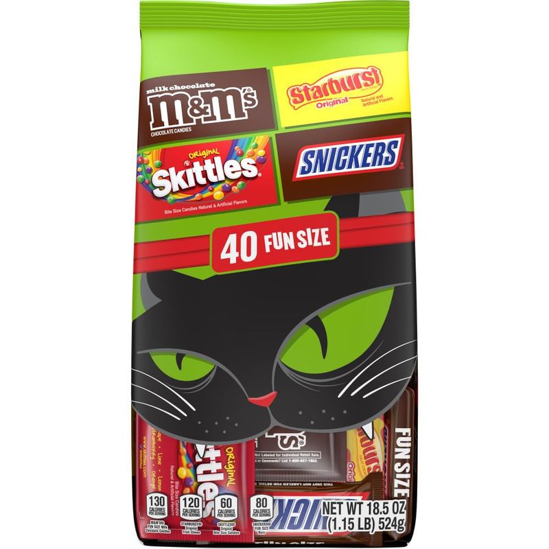 MIXED CHOCOLATE SUGAR VARIETY FUNSIZE STAND UP POUCH HALLOWEEN 18.5 OUNCES