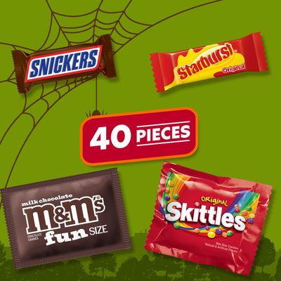 MIXED CHOCOLATE SUGAR VARIETY FUNSIZE STAND UP POUCH HALLOWEEN 18.5 OUNCES