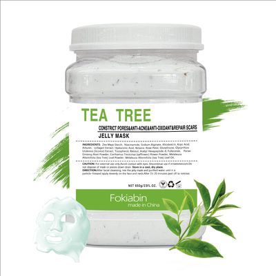 Fokiabin Jelly Mask for Facials, Hydrating Moisturizing Peel-Off Rubber Gel Face Mask Skin Care for Deep Hydration Glow, 23 Fl Oz Jar Professional Spa Use for All Skin Types with Tea Tree Essence