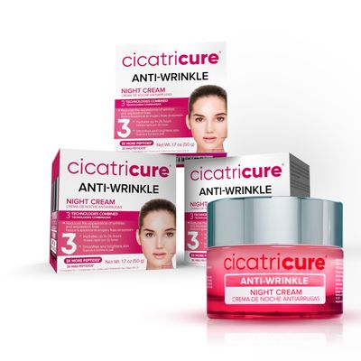 Cicatricure Anti-Wrinkle Night Face Cream: Intensive Overnight Aging Care, Moisturizes Reduces Fine Lines, Advanced Anti-Aging Formula, 3-Pack, 1.7 oz Each
