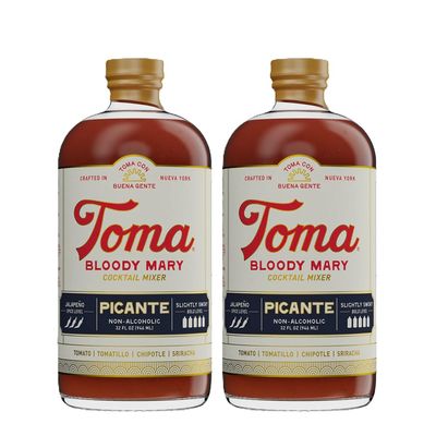 Toma Bloody Mary - PICANTE - Craft Cocktail Mixer 32oz (2 Pack) - Non-Alcoholic - Gluten Free - Vegan - No Added Preservatives - No MSG - Low Sodium