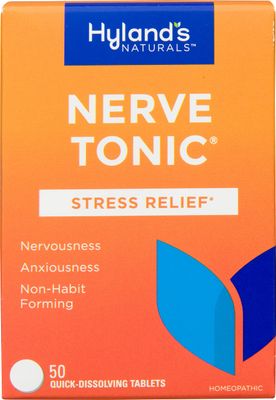 Hyland&#39;s Nerve Tonic Stress Relief Tablets, Natural Relief of Restlessness, Nervousness and Irritability Symptoms, Non-Habit Forming, Quick Dissolving Tablets, 50 Count