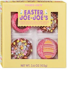 Trader Joes Easter Joe-Joe&#39;s Decorated Chocolate Vanilla Cr me Sandwich Cookies Coated in White Milk Chocolate 3.6oz102g (Pack of 1)