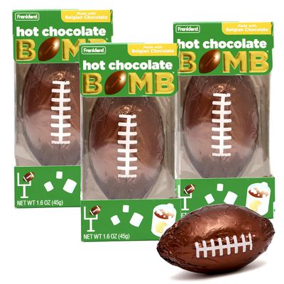 Frankford Football Shaped Hot Chocolate Bomb 3 Pack - Belgium Chocolate Bomb Filled With Little Marshmallows, Football Shaped Treat for Game Day and Parties, Celebrations Valentine&#39;s Gifts