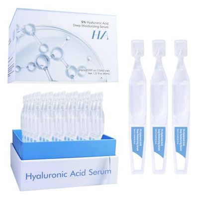 5 Hyaluronic Acid Serum Ultra Moisturizing Elastic Skin - Wake Nature Perfection Hyaluronic Acid - Anti-Aging Serum for Face Single-Use Vials Skincare - Repair Sensitive Skin (1.5 ml)30