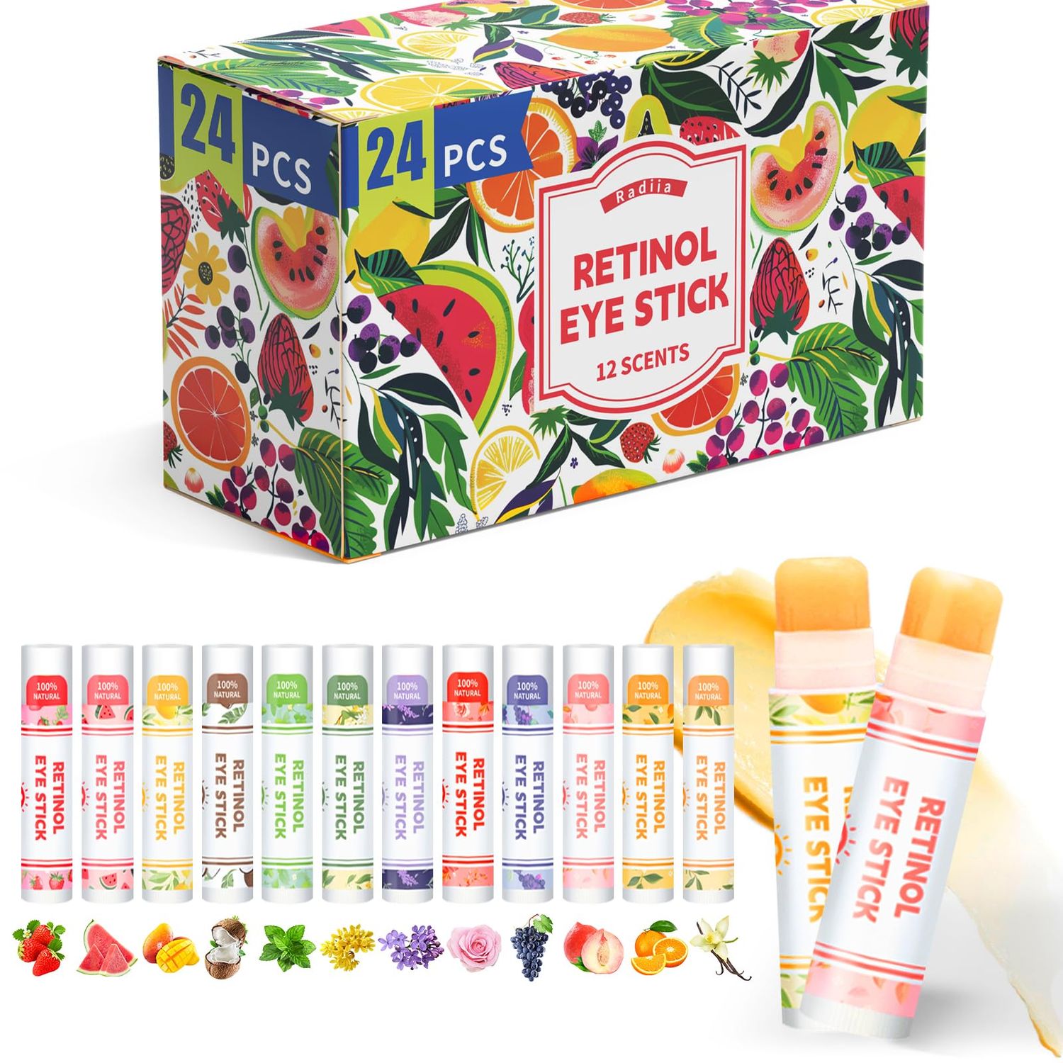 Radiia Retinol Eye Balm Stick with Retinol Ceramide Complex - Facial Moisturizer for Dark Circles Wrinkles - Under Eye Brightener Stick, Anti Wrinkle Hydrating Face Skincare