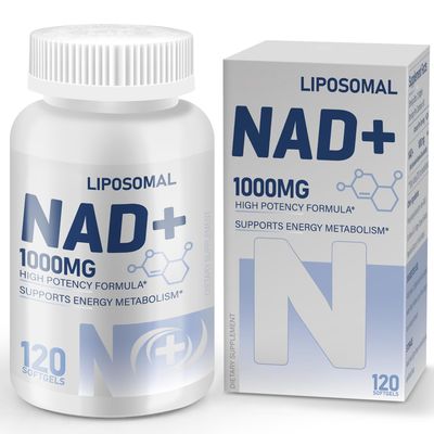 Pure Liposomal NAD Supplement 1000MG, High NAD Potency, High Absorption, Boost Energy and DNA Repair, Aging Defense and Brain Function 120 Softgels
