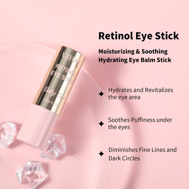 UJhay Retinol Eye Stick, Anti-Aging Eye Cream for Wrinkles, Dark Circles, Puffiness Bags Under Eyes, All-in-one Multi Eye Balm with Caffeine, Vitamin C, Hydrating Firming Skin