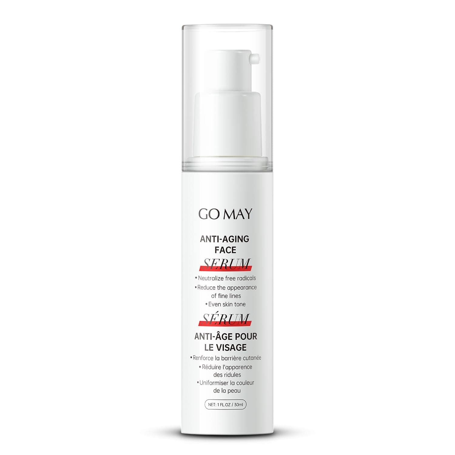 GO MAY Anti-aging Face Serum Anti-Aging Powerhouse Boosts Collagen Production Suitable for All Skin Types 1 FL.OZ