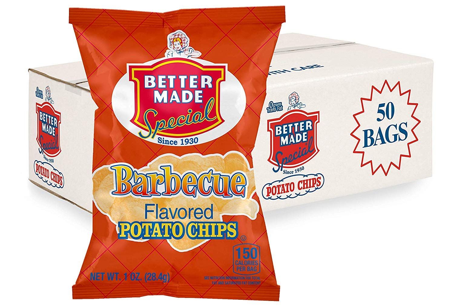 Better Made Special Potato Chips (BBQ) - 50 Pack - 50 x 1 oz. Bags - Crunchy, Individual Snacks Made from Fresh Potatoes - Family Owned and Operated