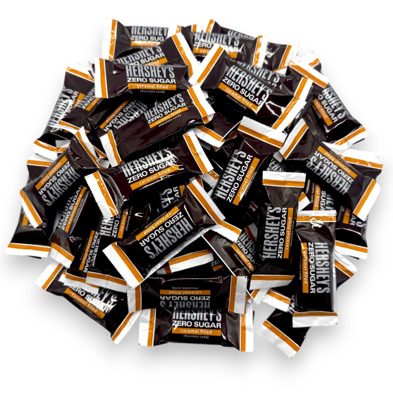 Mini Hershy Sugar Free Chocolate Caramel Filled Bars-1.5 lbs Individually Wrapped Gourmet Zero Sugar Chocolate Caramel Treats-Health-Conscious Snacking and Guilt-Free Enjoyment(24 oz)