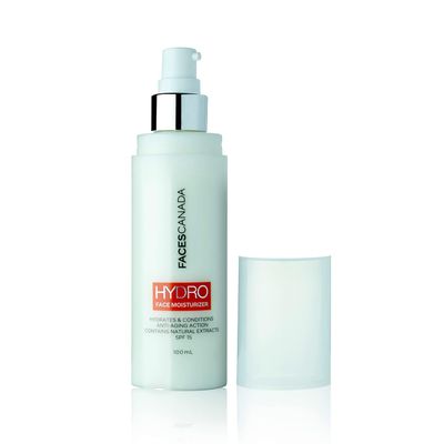 FACESCANADA Hydro Face Moisturizer with SPF 15 Natural Hydrating Anti Aging Formula Lightweight Non Greasy for Radiant Skin 3.38 Fl Oz (100ml)