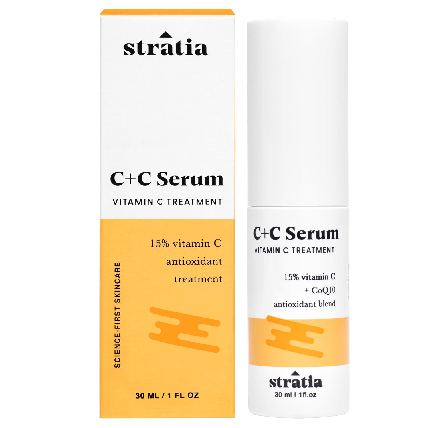 Stratia CC Vitamin C Serum - 15 Potent Formula with 10 L-Ascorbic Acid for Bright, Even-Toned Skin - Non-Irritating, Water-Free Antioxidant Face Cream, 1 Fl Oz