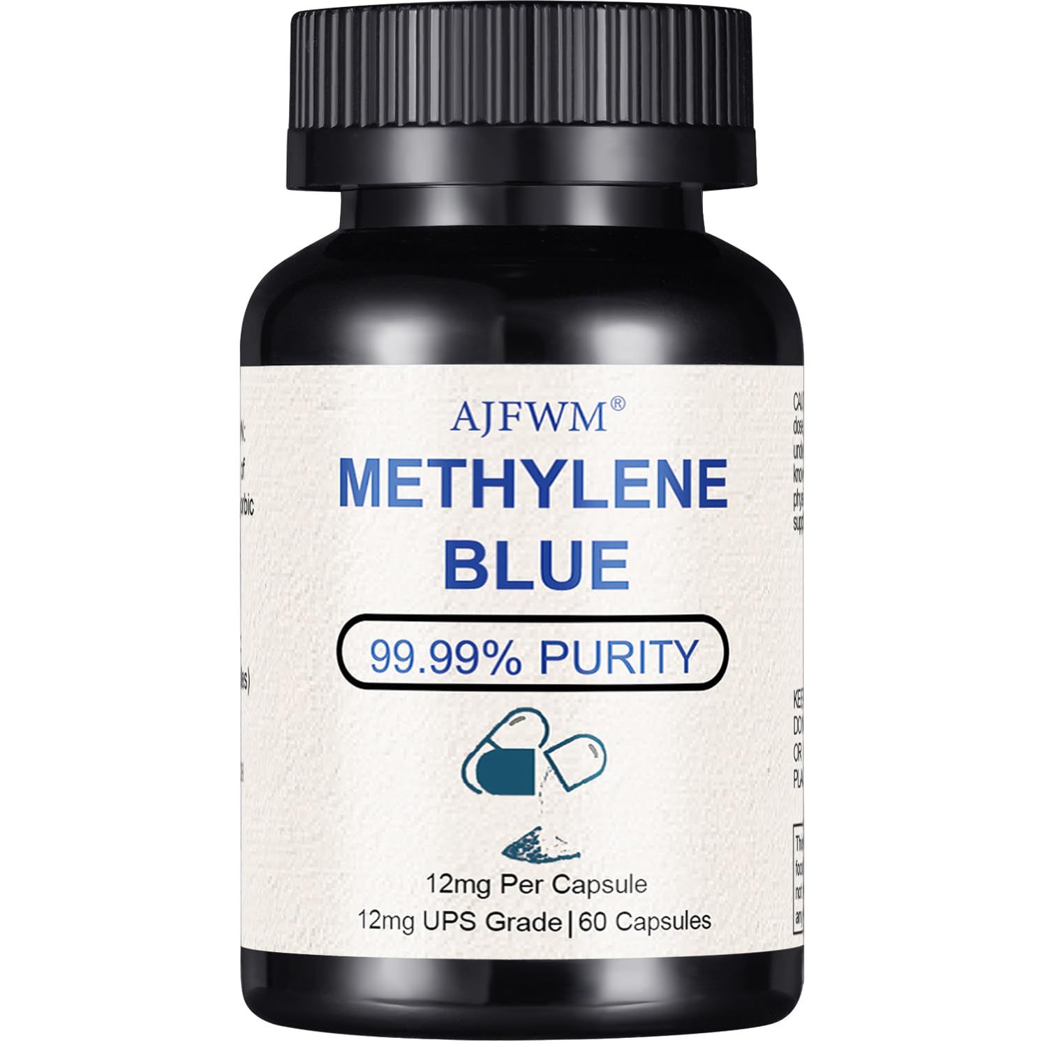 Methylene Blue Pharmaceutical Grade, USP Grade Brain Supplement for High, Absorption, Enhanced Cellular Energy Brain Function, Metabolism, Methylene Blue for Human, 60 Capsules