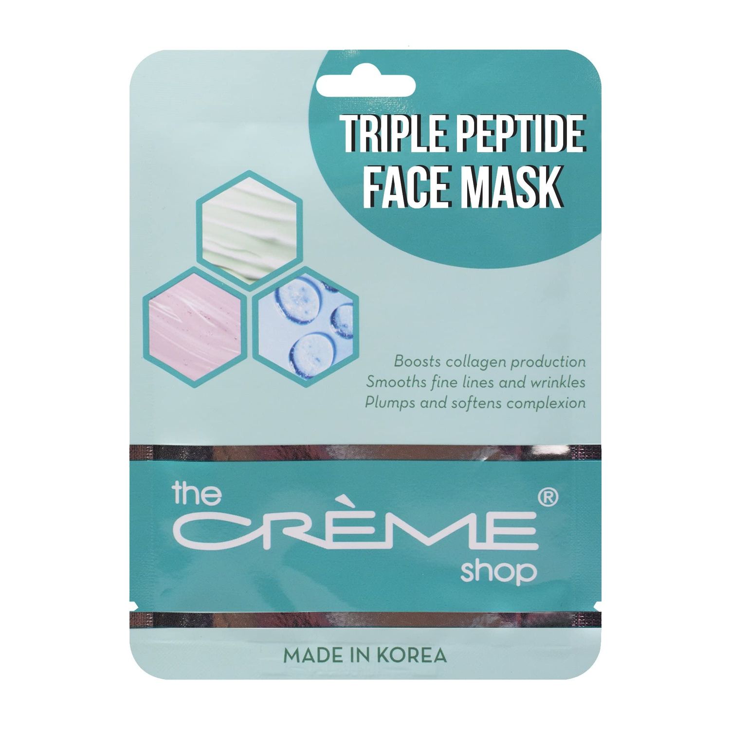 The Cr me Shop Triple Peptide Face Mask, Essence Sheet Mask, Anti-Aging Collagen Face Mask Sheet Plumps and Softens Skin, Hydrating Face Mask with Amino Acids, Korean Sheet Mask (5 Pack)