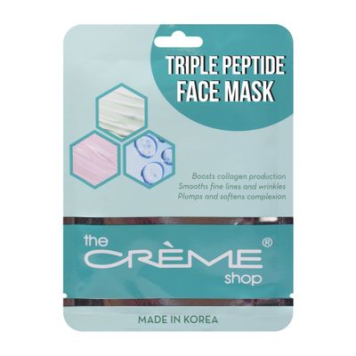 The Cr me Shop Triple Peptide Face Mask, Essence Sheet Mask, Anti-Aging Collagen Face Mask Sheet Plumps and Softens Skin, Hydrating Face Mask with Amino Acids, Korean Sheet Mask (5 Pack)