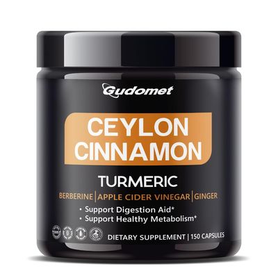 Premium Ceylon Cinnamon with Turmeric, Berberine, Apple Cider Vinegar Ginger - Supports Digestion Healthy Metabolism -150 Capsules- Made in The USA
