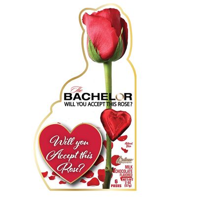 The Bachelor Milk Chocolate Gift Set, Will You Accept this Rose 6 Individually Wrapped Hearts - Perfect for a Special Someone, 2 Ounces