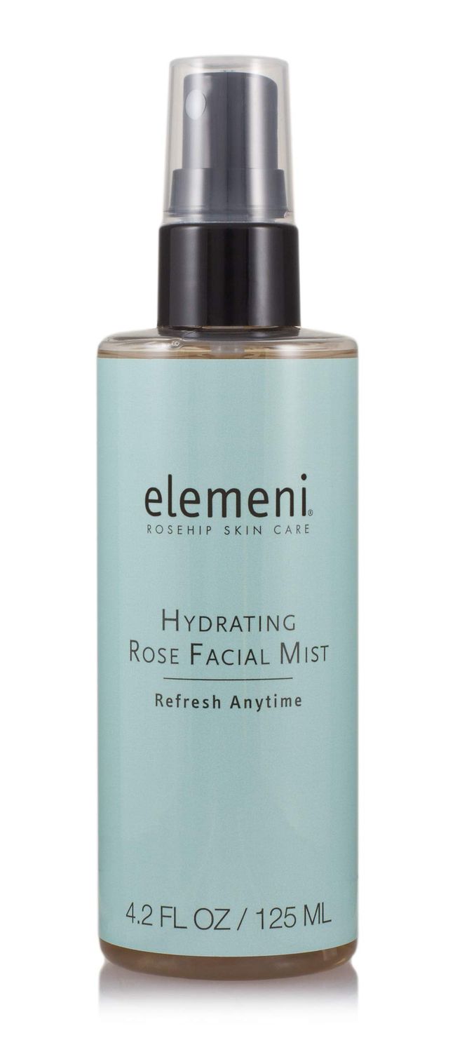 elemeni Hydrating Rose Facial Mist, 4.2 fl oz, Soothing Nourishing Moisturizing Rosewater Spray, Makeup Primer, Boost Liquid Foundation Hydration, Toning Witch Hazel, Vitamins B5 C and Hydrosol Spritz