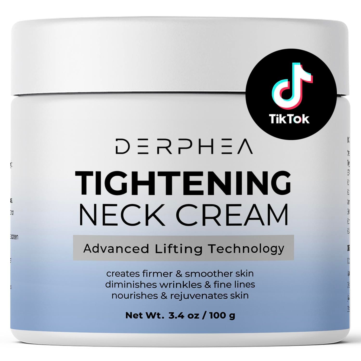 DERPHEA Neck Tightening Cream: Tighten and Lift Neck Cream For Tightening and Firming, Fine lines, Loose Sagging On Face, Decollete Other Skin Areas - 3.4 Oz