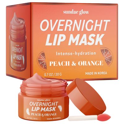 Sundae Glow Peach Orange Lip Mask - Dermatologist Tested, Anti-Aging, Korean Skin Care, Deep Hydration, Overnight Lip Repair - Vegan, Clean Beauty, 95 Natural, Cruelty-Free - 1 Pack