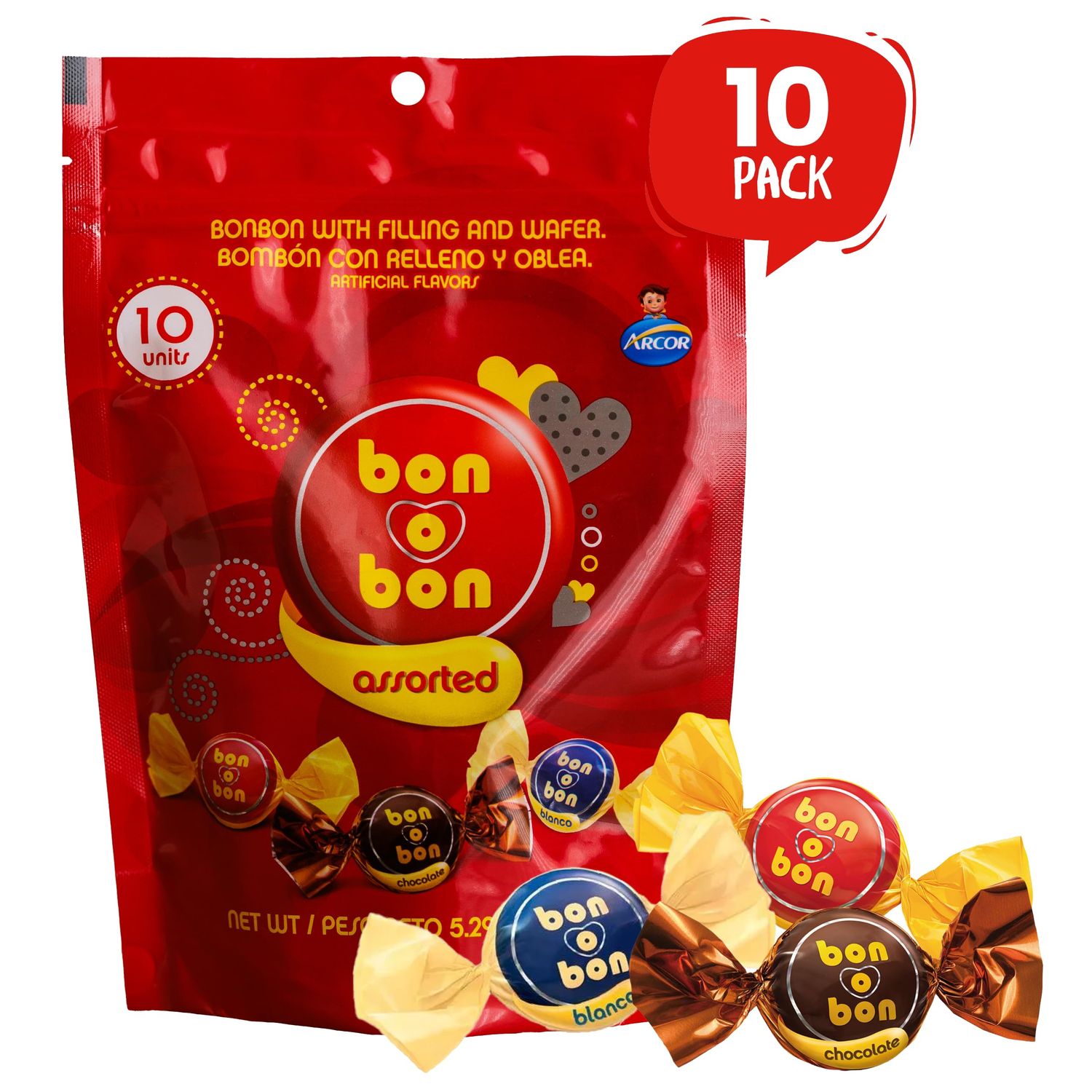 Bon o Bon Chocolate Truffle Mix, Milk, Dark, White Chocolate Truffles with a Smooth Peanut Filling, 5.29 oz