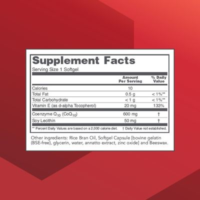 PROTOCOL FOR LIFE BALANCE CoQ10 600mg - with Vitamin E Soy Lecithin - CoQ10 Supplement - Halal Egg Free - 60 Softgels