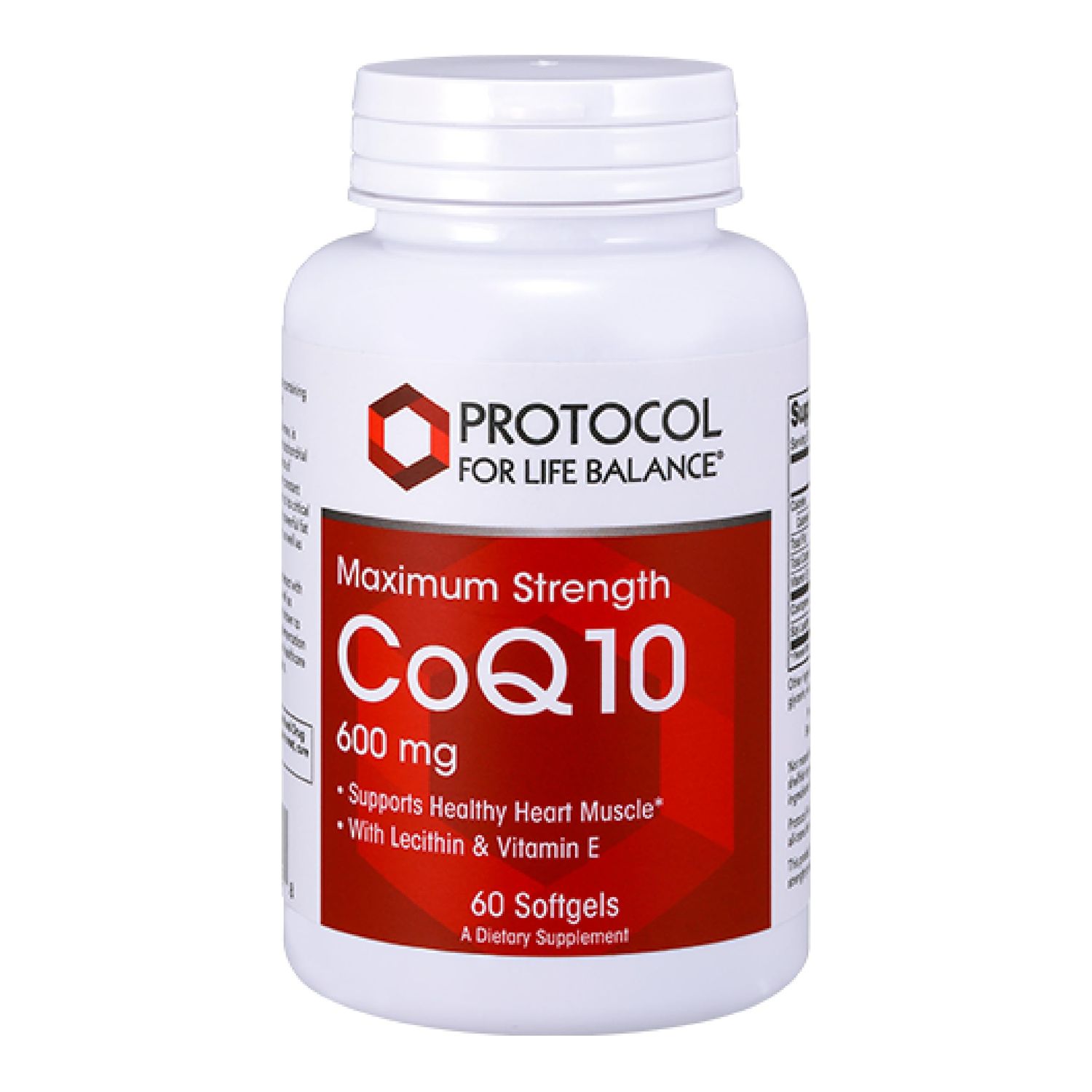 PROTOCOL FOR LIFE BALANCE CoQ10 600mg - with Vitamin E Soy Lecithin - CoQ10 Supplement - Halal Egg Free - 60 Softgels