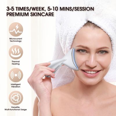 Okahila Face Neck Massager White LED Red-Light-Therapy-for-Face and Neck, Red Light Therapy Wand, 3 Color Led Face Neck Massager for Skin Care