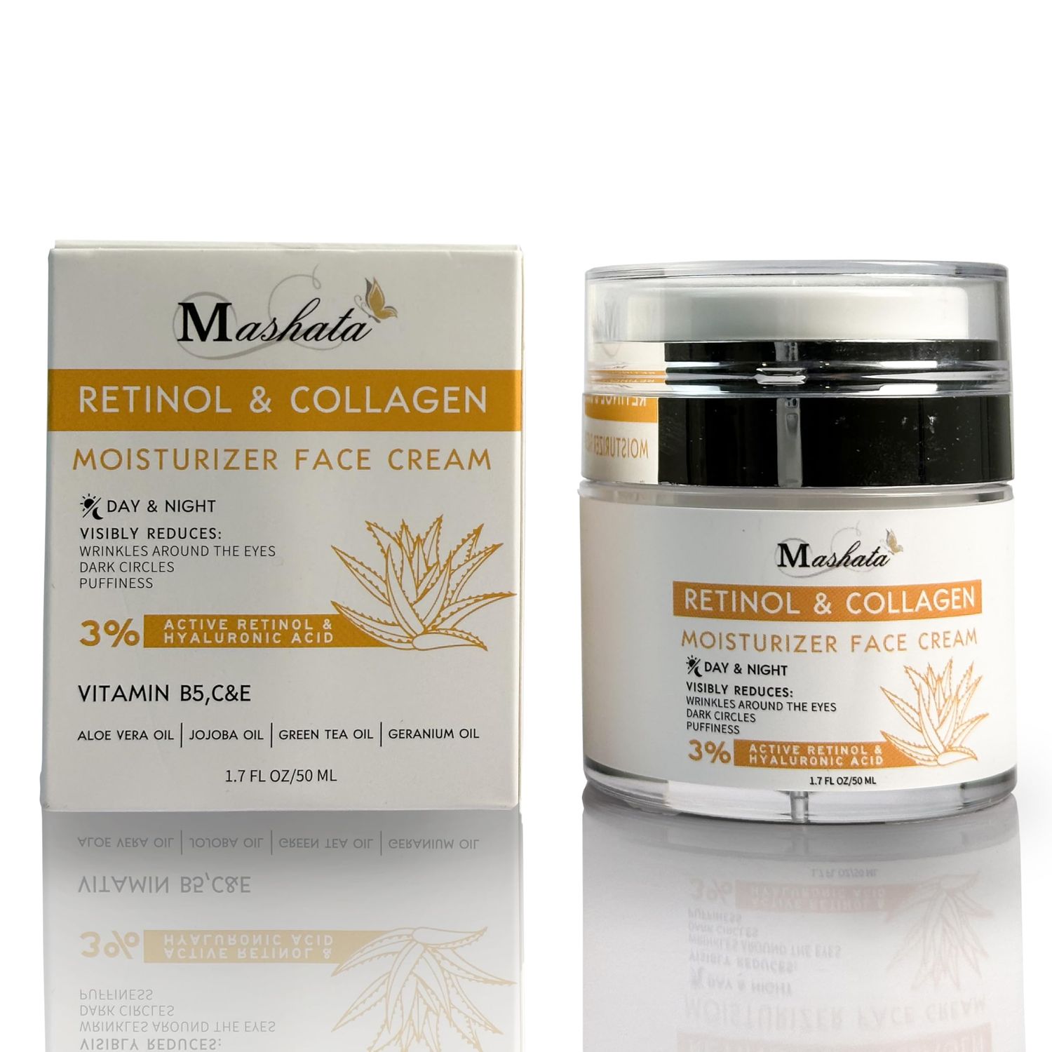 Mashata Retinol Collagen Face Cream - 1.7Fl Oz Face Cream For Moisturizing, Puffiness, Wrinkles Skin tightening Retinol Cream