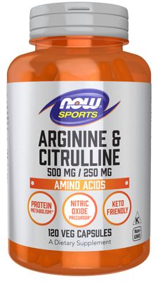 Now Foods ARGININE 500mg CITRULLINE 250MG 120 CAPS 2 Pack