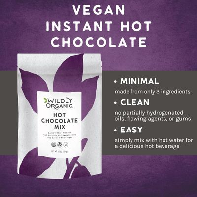 Wildly Organic Hot Chocolate Mix - 16 Oz, 1 lb Bag - Organic, Vegan, Raw Cacao, Fair Trade, Dairy-Free, Gluten-Free - 3 Ingredients: Cacao, Coconut Sugar, Coconut Milk Powder