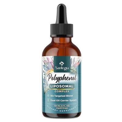 Polyphenols Supplement Liposomal, Over 27 Polyphenol Complex Powerful Antioxidant, with MCT Olive Oil, Quercetin Extract, Hawthorn Berry Extract, for Age Defense, Energy, Immune, 120 ML