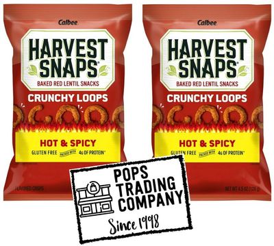 POPS TRADING COMPANY Since 1998 Baked Red Lentil Snack Hot Spicy 2 Pack 2.5 ounce Gluten Free 4g of Protein