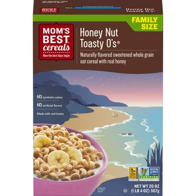 Mom&#39;s Best Honey Nut Toasty O&#39;s Cereal, Non-GMO Project Verified, Made with Whole Grain, No High Fructose Corn Syrup, Kosher, 20 Ounce Box (Pack of 10)