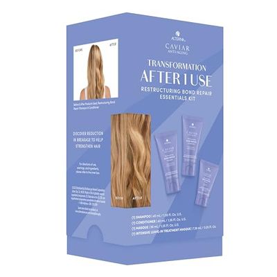 Alterna Haircare CAVIAR Anti-Aging Restructuring Bond Repair Travel Kit - Shampoo, Conditioner, Masque Strengthens and Protects Damaged Hair