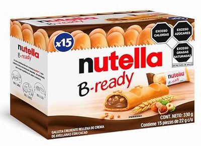 Ferrero: &quot;Nutella B-ready &quot; a crisp wafer of bread in the form of mini baguette stuffed with a creamy Nutella 15 pieces 10.13 oz (286g) [ Italian Import ]