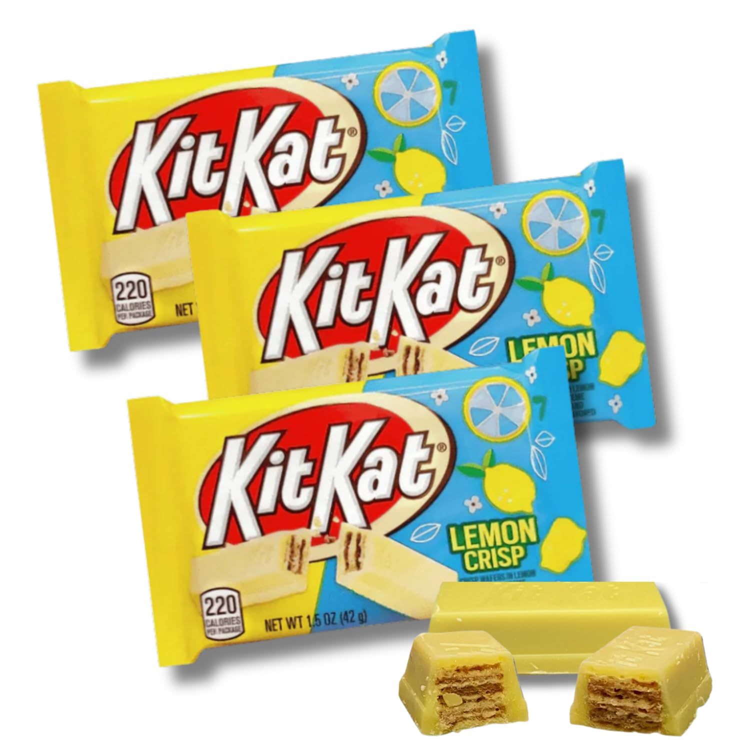 Classic Full Size Candy Candy Bar Gift Packs By Lyza&#39;s Sweets Treats (Pack of 3, KitKat Lemon Crisp)