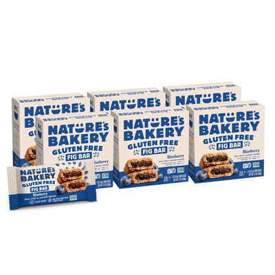Nature s Bakery Gluten Free Fig Bars, Blueberry, Real Fruit, Vegan, Non-GMO, Snack bar, 6 boxes with 6 twin packs (36 twin packs)
