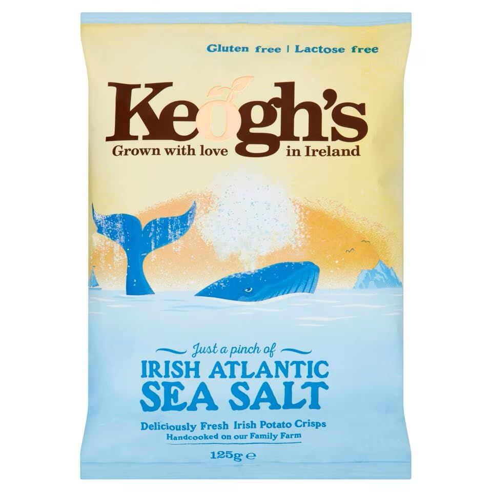 Keogh&#39;s Irish Atlantic Sea Salt Potato Crisps, 4.4oz (125G), Pack of 3
