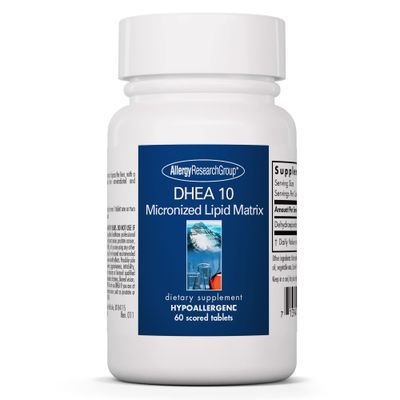 Allergy Research Group DHEA for Men Women - Micronized, Dehydroepiandrosterone, Metabolism Support, Low Dose DHEA, 10mg Supplement, Soy-Free, Vegan, Scored Tablets - 60 Count