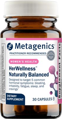 Metagenics HerWellness Naturally Balanced - Hormone Support Supplement - Aids Sleep, Bloating, Fatigue More - Contains Saffron, Licorice Root Vitamin B6-30 Capsules
