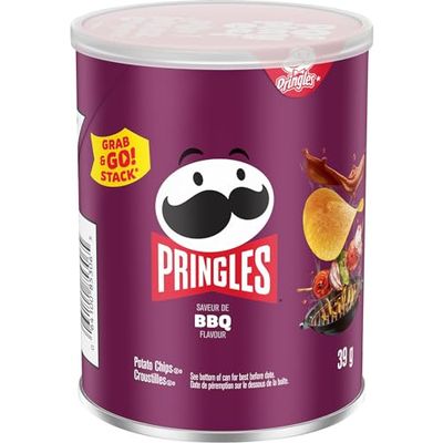 Pringles BBQ Potato Chips 39g1.4oz, Cans, 12pk, Imported from Canada
