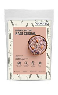 Namhya Ragi Instant Breakfast Cereal with No Preservatives, No Sugar, No Salt Contains Almonds, Raisins Easy to Digest Boos Immune System, 10.5 Oz