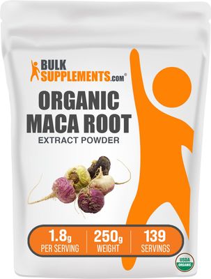 BulkSupplements.com Organic Maca Root Extract Powder - Maca Supplement, Maca Powder Organic, Maca Extract - Vegan Gluten Free, 1.8g of per Serving, 250g (8.8 oz) (Pack of 1)