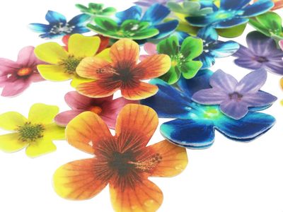 Set of 30 Edible Cupcake Toppers Christmas Cake Topper Wedding Cake Birthday Party Food Decoration Mixed Size Colour (Flower)