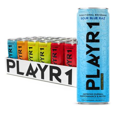 PLAYR1 Functional Hydration Drink with Vitamins, Calming, Flavored Beverage, Non-Carbonated, No Artificial Sugars, Colors, or Flavors, Caffeine Free (Variety Pack)