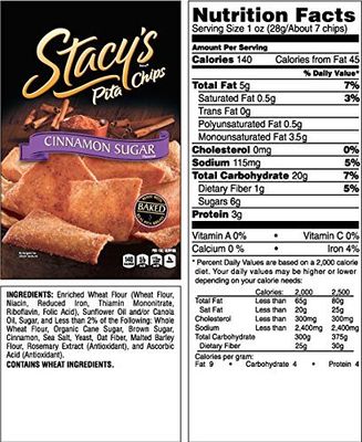 Stacy's Cinnamon Sugar Flavored Pita Chips, 7.33 Ounce (Pack of 3)