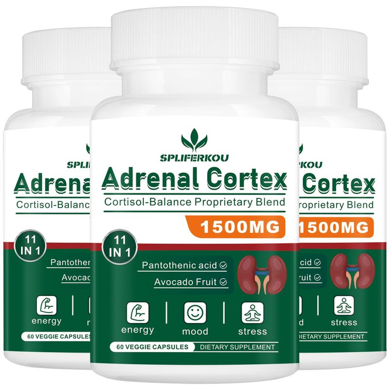 Spliferkou 11-in-1 Adrenal Support Supplement,Cortisol Supplement with Pantothenic Acid and Ashwagandha - Supports Healthy Adrenal Function,Energy and Relaxation - 180 Capsules