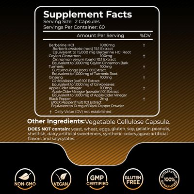 WELLNESS LABSRX Berberine Supplement 15,000mg - Berberine with Ceylon Cinnamon, Liposomal Berberine Supplement Organic, Berberine Supplements, Metabolism, Cholesterol - 120 Capsules
